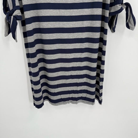 Soft Surroundings Adrift Dress Size M Women Shift Tie Cuffs Stripe NWT Blue Gray - Picture 4 of 12